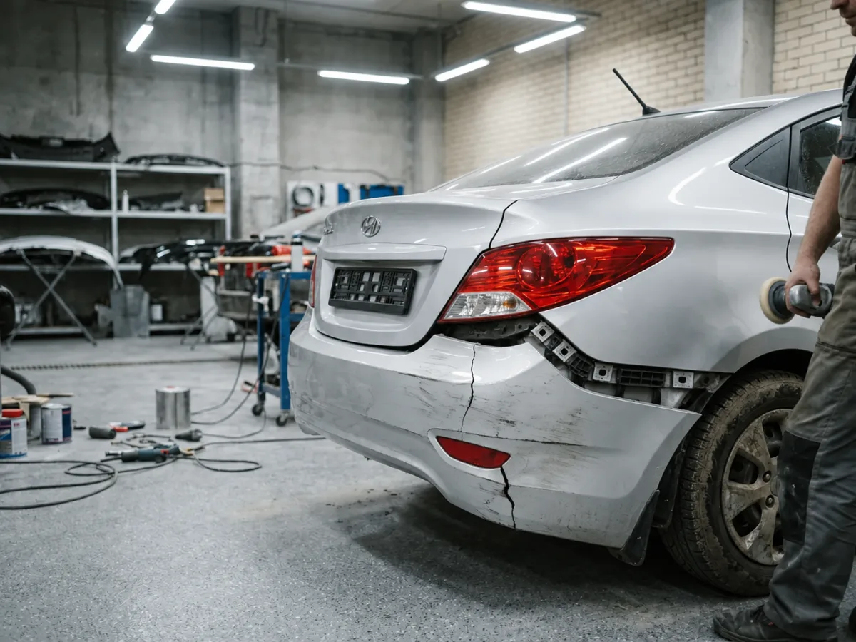 До ремонта — Hyundai Solaris — пайка бампера