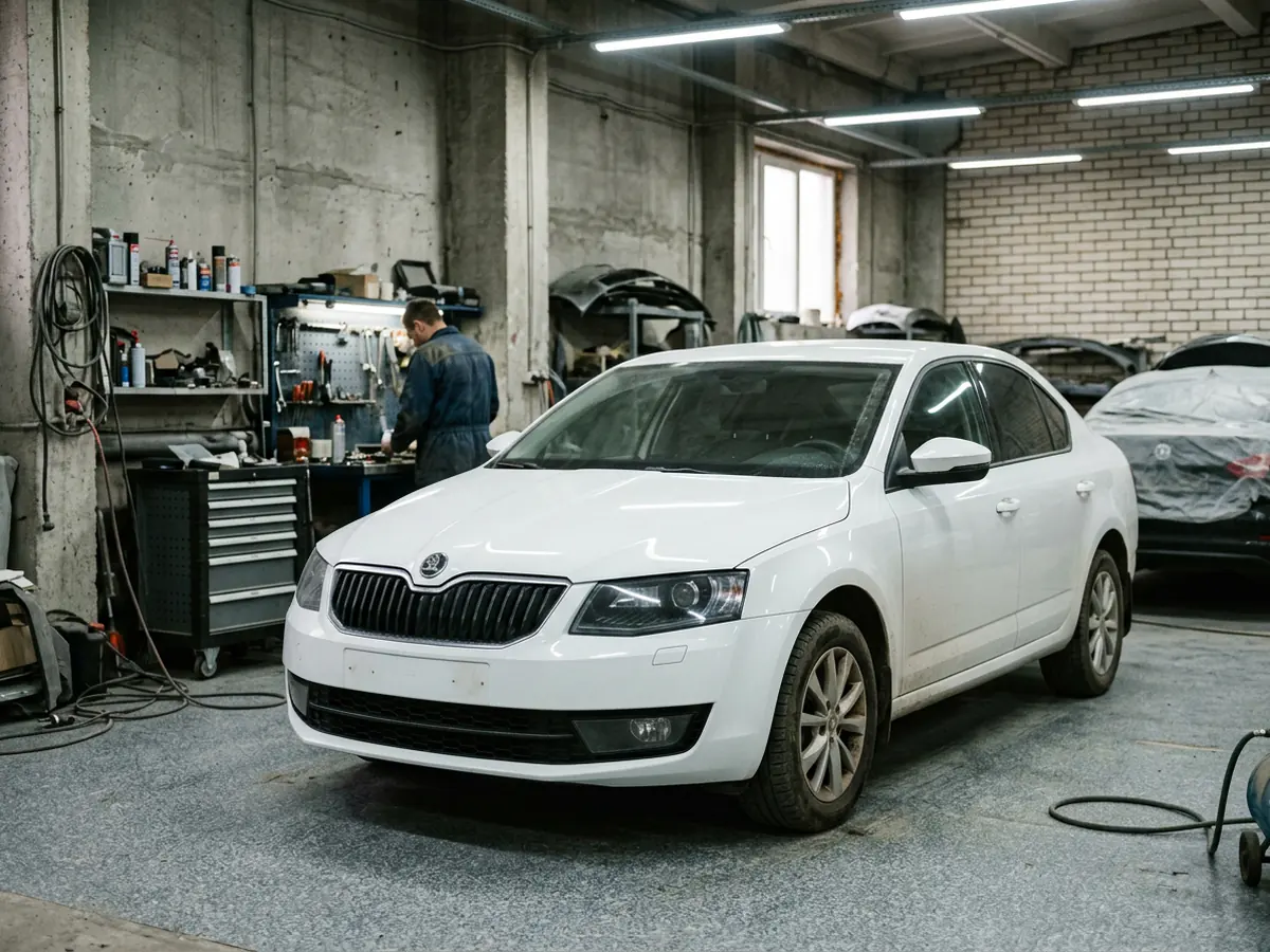 Skoda Octavia — покраска переднего бампера